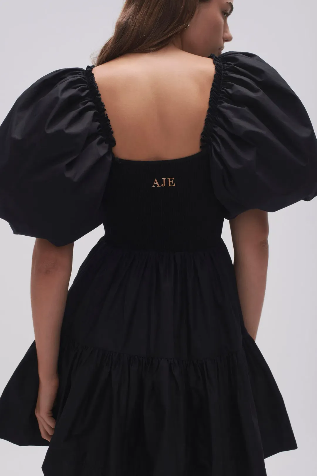 Aje Casa Puff Sleeve Mini Dress Black Size 4 for rent on The Volte - main image