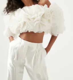 Aje Expressive Pleated Top Ivory Size 12 for rent on The Volte - image 3
