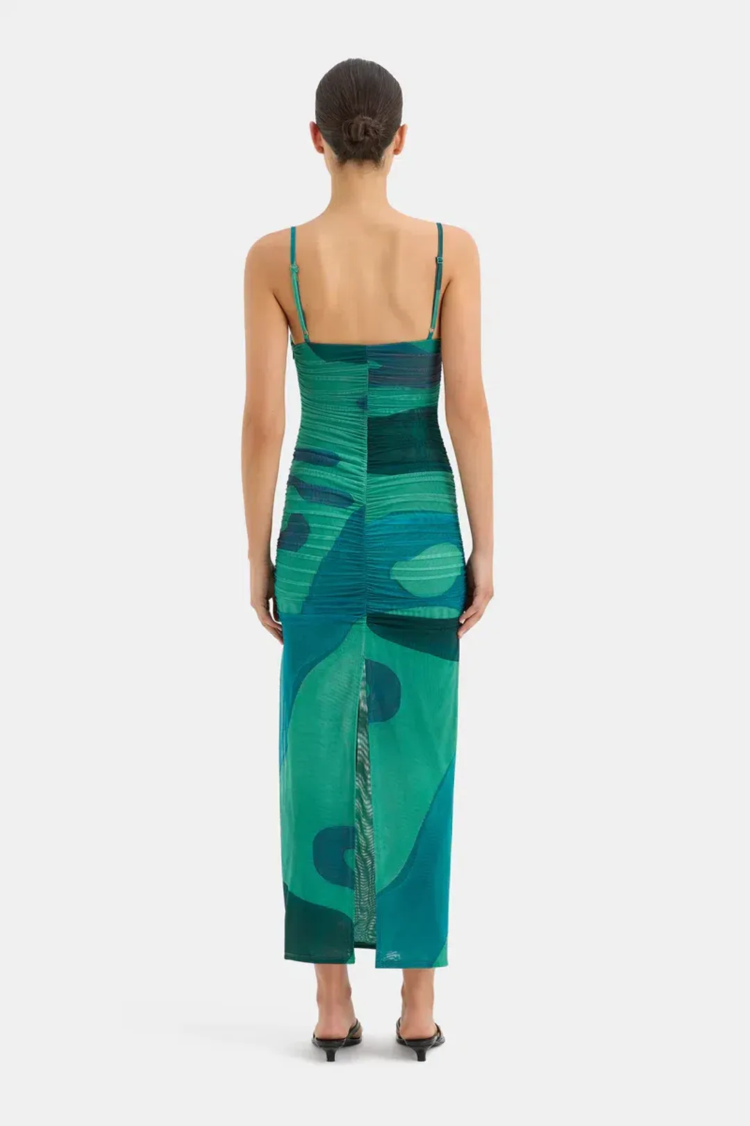 Sir the Label Frankie Gathered Midi Dress Emerald Reflection Size 2 / AU 10 for rent on The Volte - main image