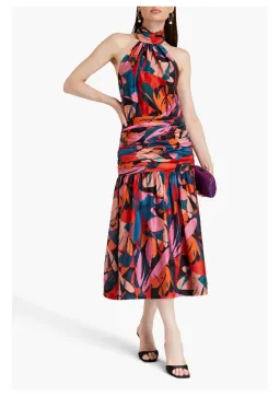 Rebecca Vallance Catalina Halter Neck Midi Dress Multi Colour Size 8  for rent on The Volte - image 1