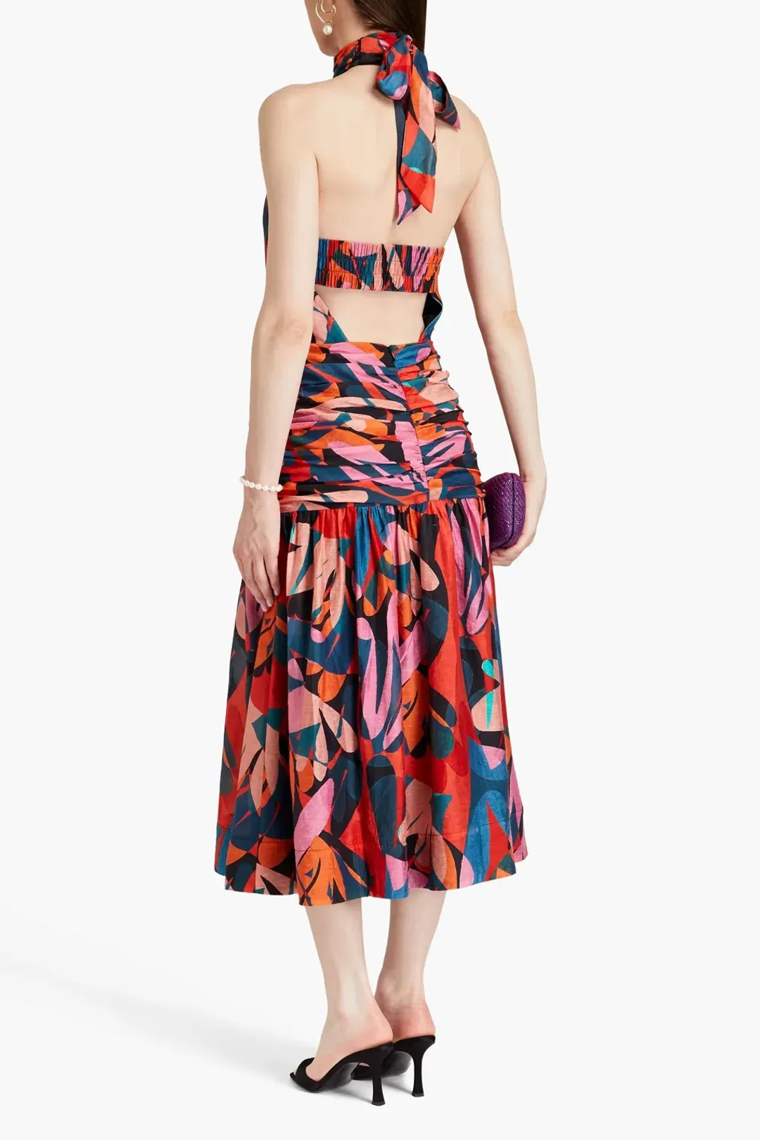 Rebecca Vallance Catalina Halter Neck Midi Dress Multi Colour Size 8  for rent on The Volte - main image