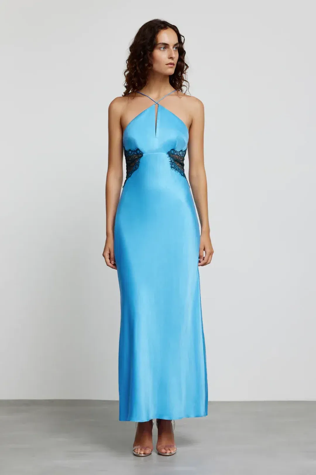 Significant Other Helaina Halter Midi Dress Blue Size 10 for rent on The Volte - main image