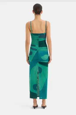 Sir the Label Frankie Gathered Midi Dress Green Multi Size 3/Au 12 for rent on The Volte - image 2