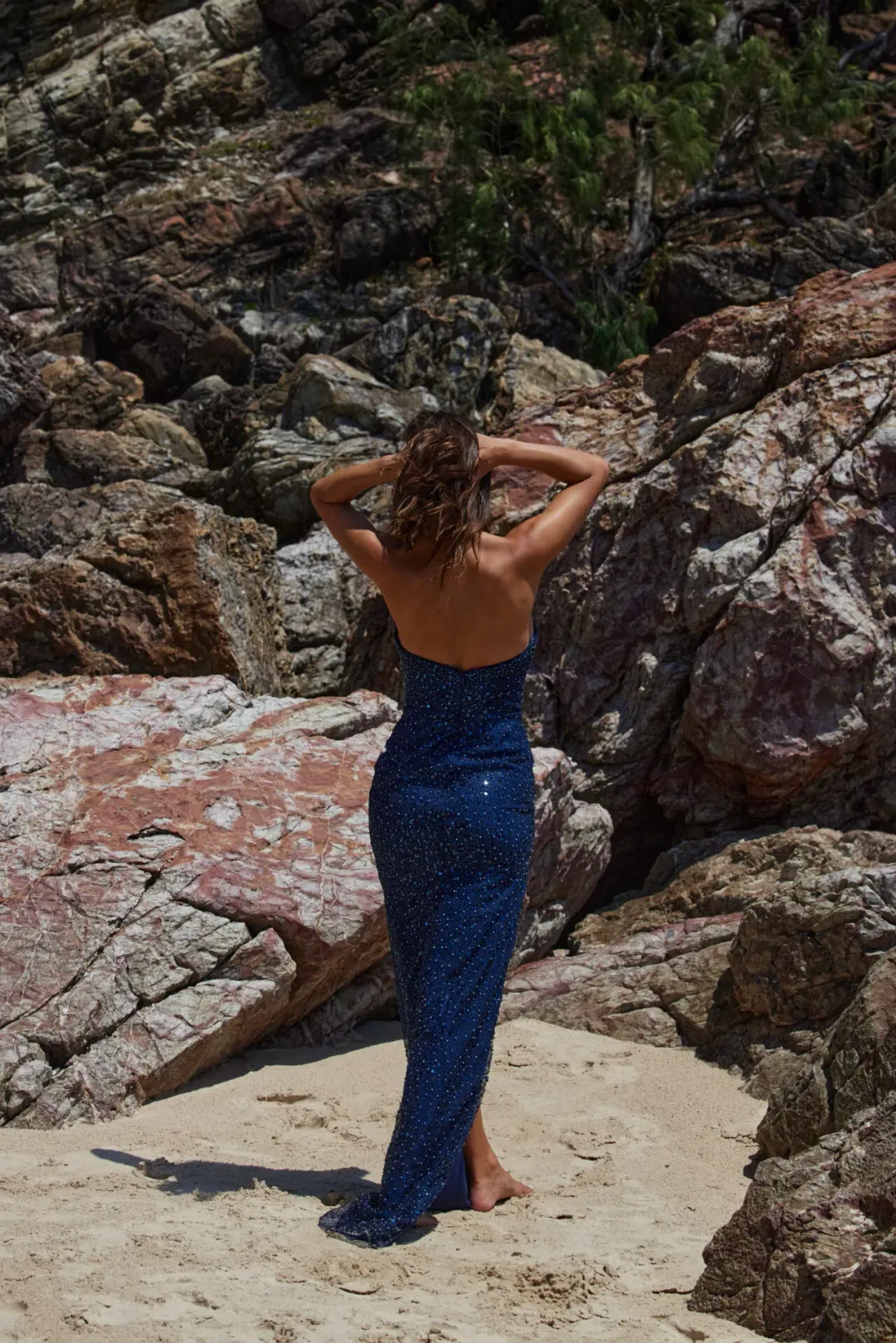 Tania Olsen Comet Beaded Gown Navy Size 8 for rent on The Volte - main image