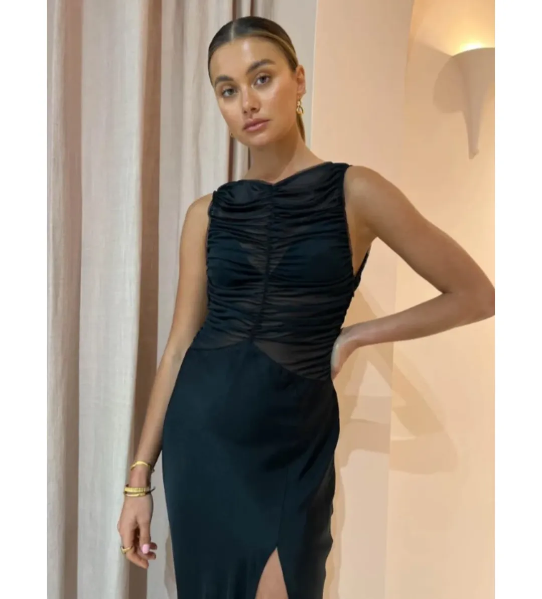 Bec & Bridge Naomi Split Maxi Dress Black Size AU 6 for rent on The Volte - main image