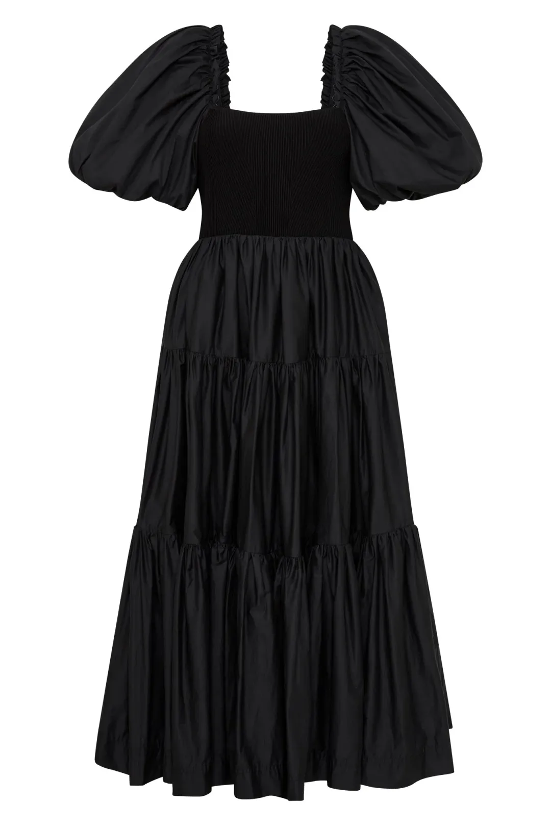 Aje Casa Puff Sleeve Midi Dress Black Size 14 for rent on The Volte - main image