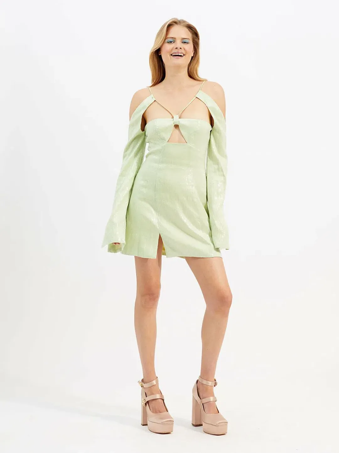 Alice McCall Night Sky Dress Lime Cream Size 8 for rent on The Volte - main image