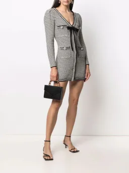 Self Portrait Stripe-detail Knitted Dress Black/White Size S/Au 8  for rent on The Volte - image 1