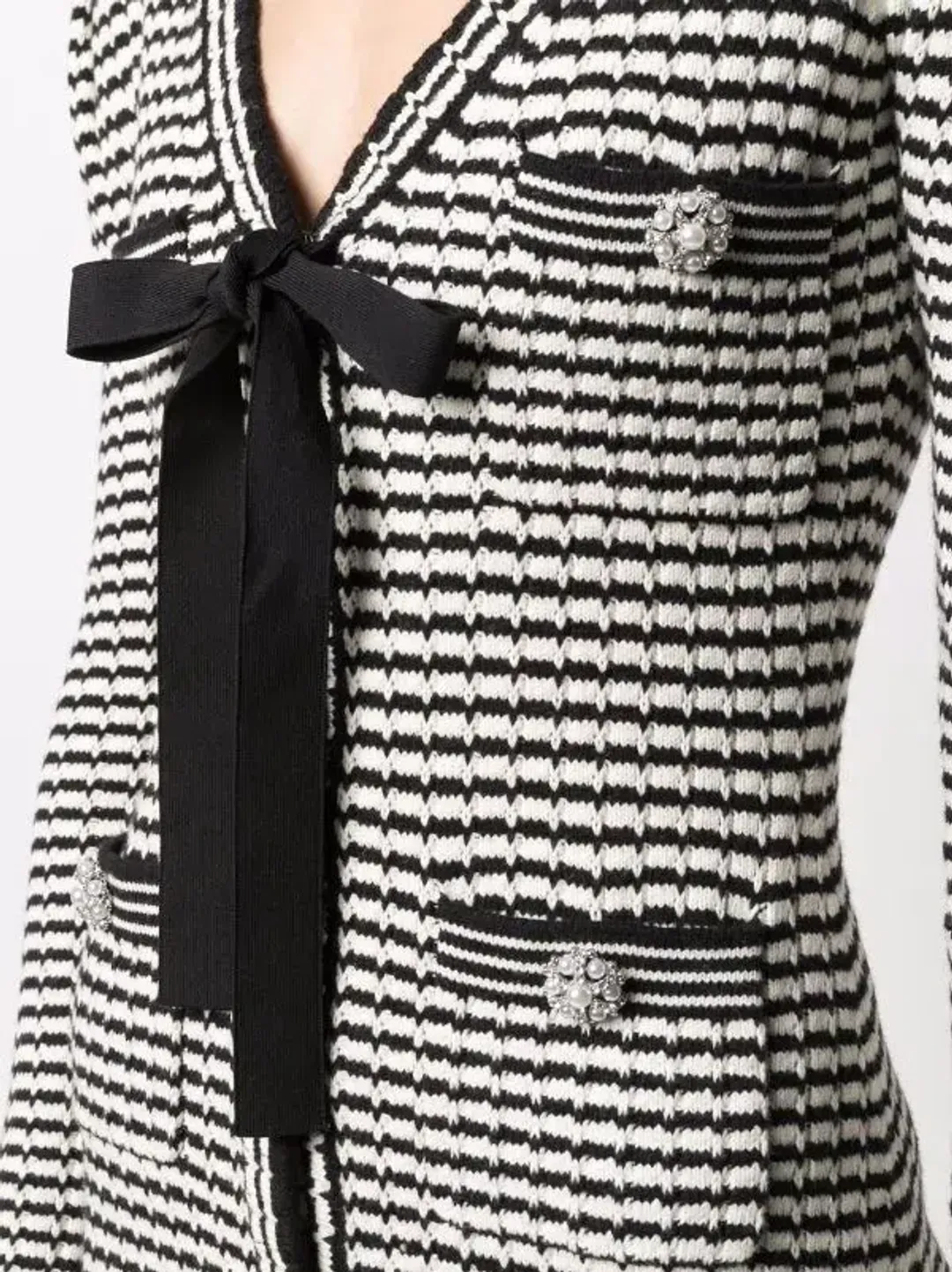 Self Portrait Stripe-detail Knitted Dress Black/White Size S/Au 8  for rent on The Volte - main image