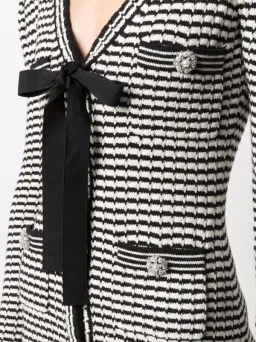Self Portrait Stripe-detail Knitted Dress Black/White Size S/Au 8  for rent on The Volte - image 3