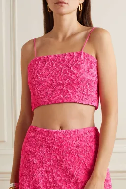 Aje Catara Skirt And Evelyn Crop Rouge Set Sequin Pink Size 16 for rent on The Volte - image 2