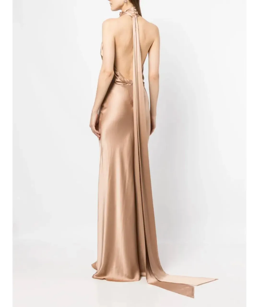 Rachel Gilbert Audrey Halterneck Dress Champagne Size 14 for rent on The Volte - main image