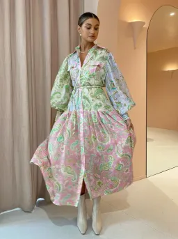 Alemais Marta Patchwork Shirtdress Size 14 for rent on The Volte - image 1