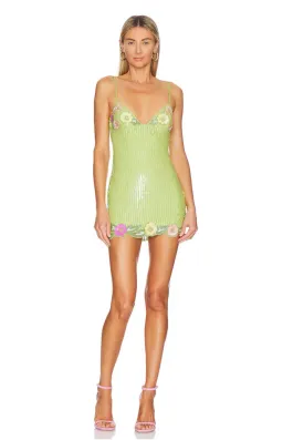 Majorelle Cal Embellished Mini Dress in Lime Green Size S / AU 8 for rent on The Volte - image 1