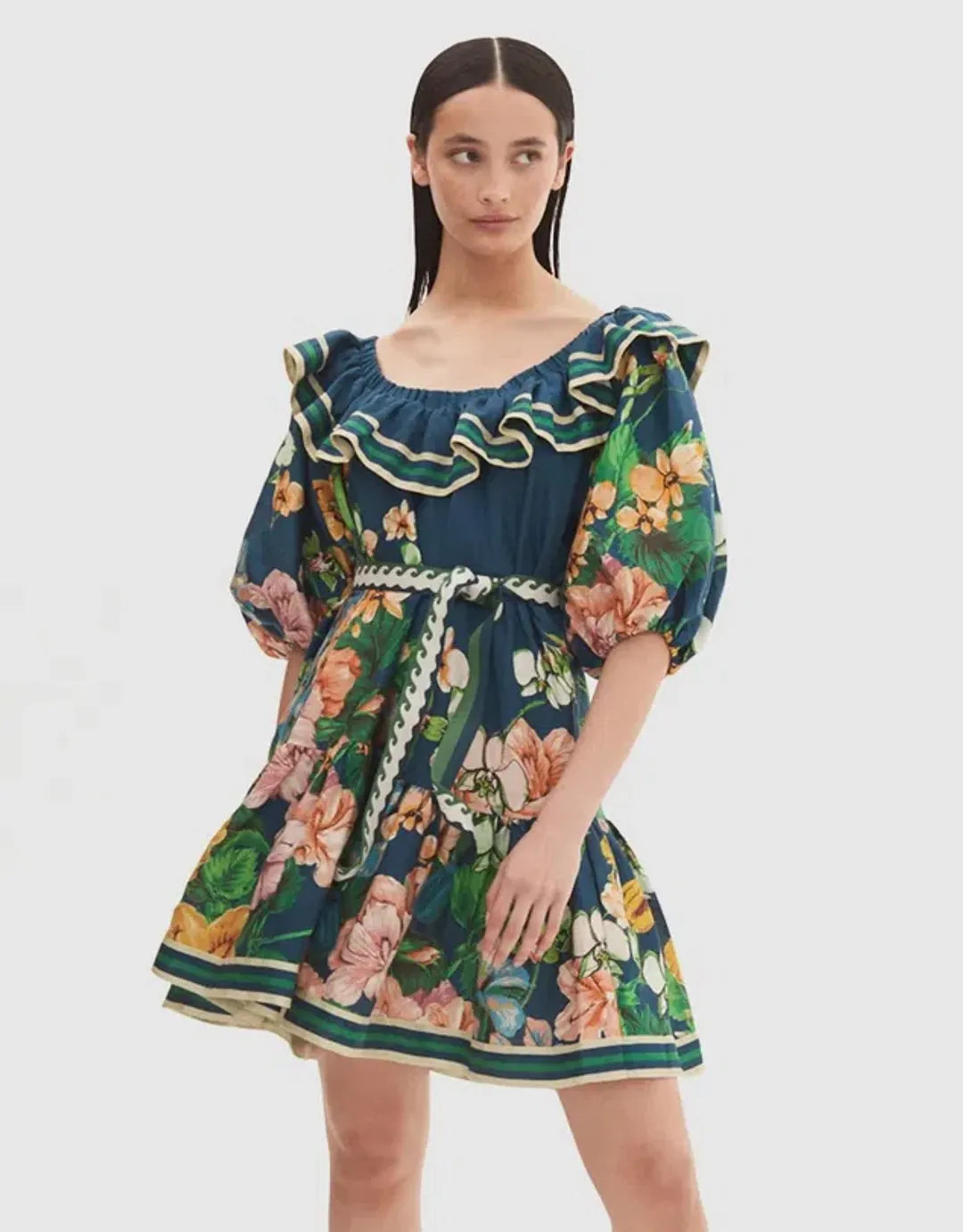 Alemais Lyla Frill Neck Mini Dress Floral Size 16 for rent on The Volte - main image