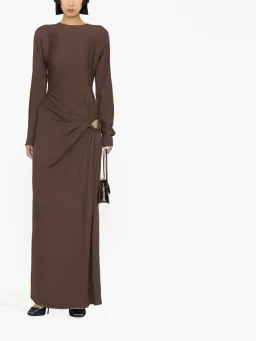 Christopher Esber Ruched Twisted Column Dress in Chocolate Size 6 for rent on The Volte - image 1