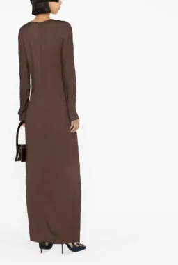 Christopher Esber Ruched Twisted Column Dress in Chocolate Size 6 for rent on The Volte - image 3