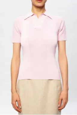 Jacquemus Ribbed Polo Top With Open Back Pink Size 32 / AU 4 for rent on The Volte - image 2