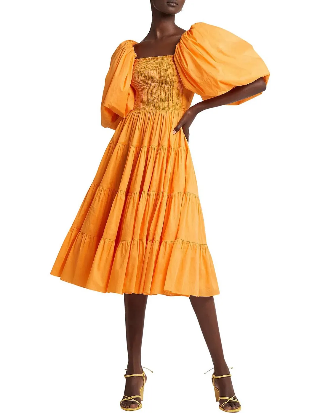 Aje Cherished Midi Dress in Marigold Size 8 for rent on The Volte - main image
