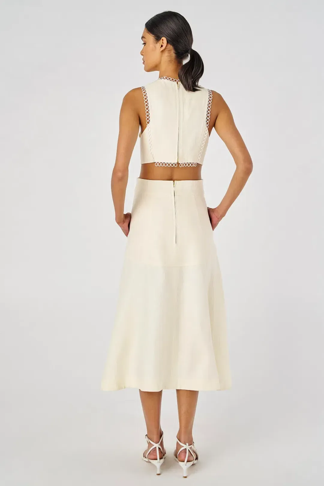 Oroton Lace Flower Midi Dress Soft Cream Size 6 for rent on The Volte - main image