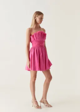 Aje Whisper Layered Mini Dress Brilliant Pink Size 10 for rent on The Volte - image 2