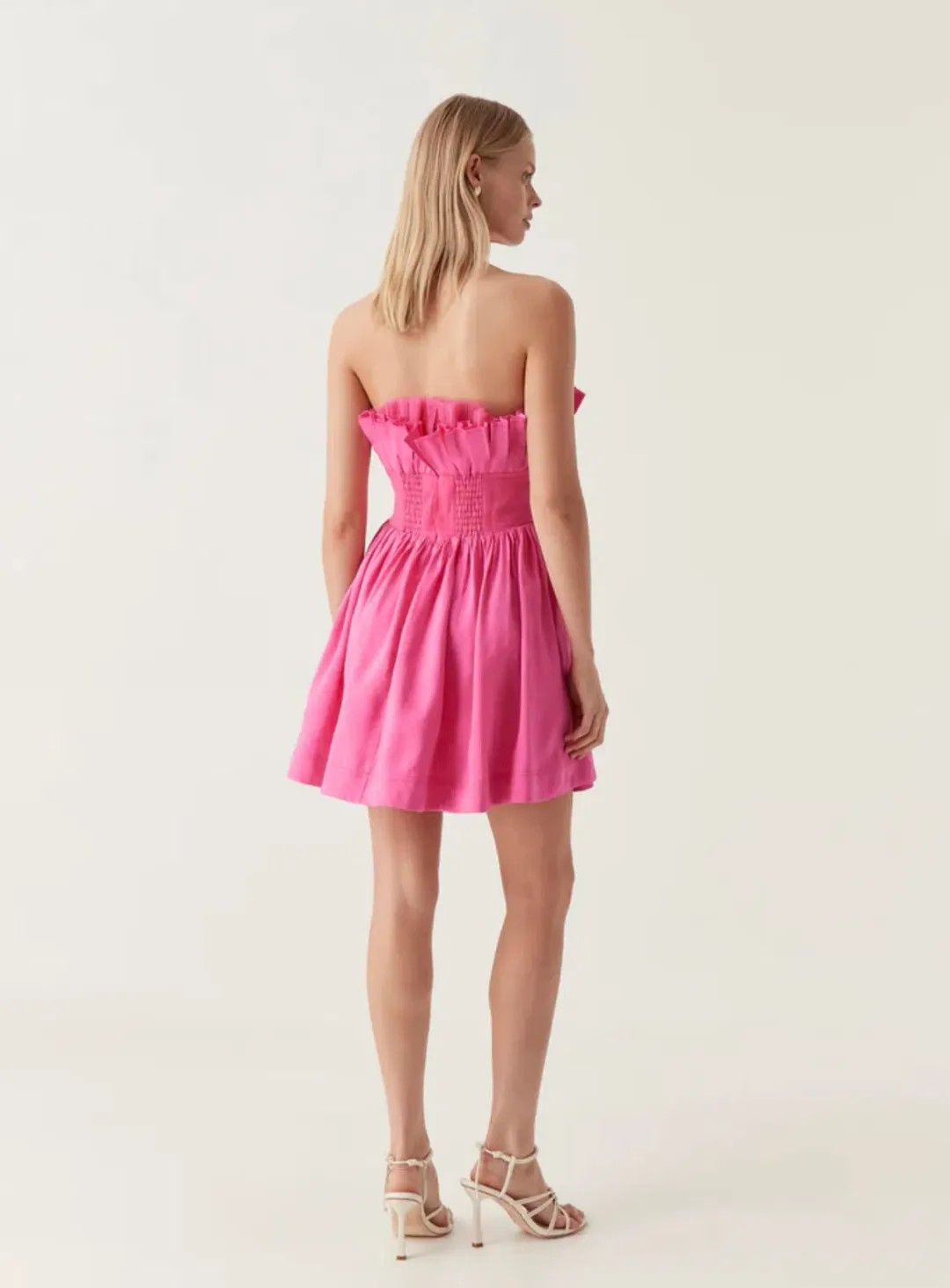Aje Whisper Layered Mini Dress Brilliant Pink Size 10 for rent on The Volte - main image