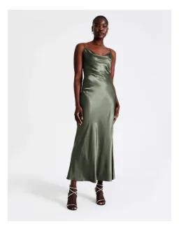 Wayne Cooper Cowl Neck Satin Slip Dress Green Size 18  for rent on The Volte - image 1