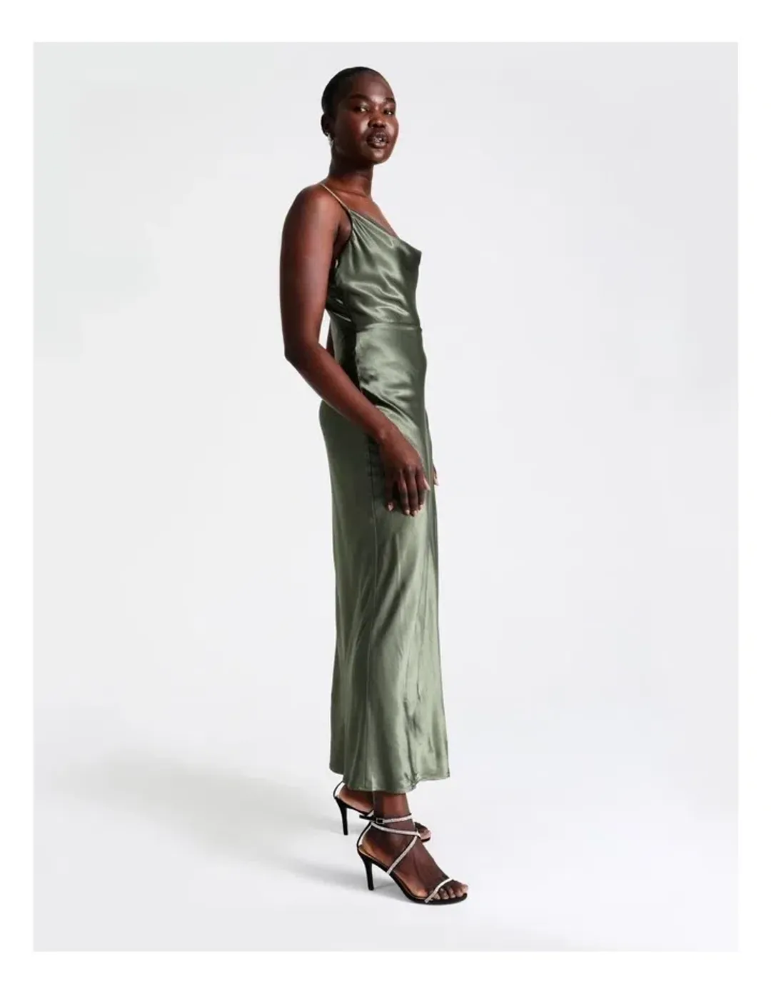 Wayne Cooper Cowl Neck Satin Slip Dress Green Size 18  for rent on The Volte - main image