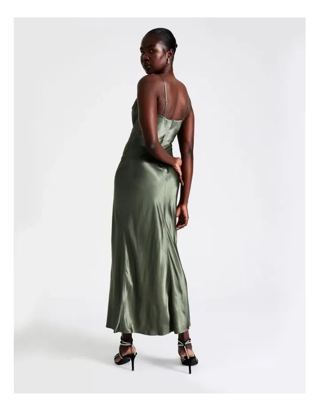 Wayne Cooper Cowl Neck Satin Slip Dress Green Size 18  for rent on The Volte - main image