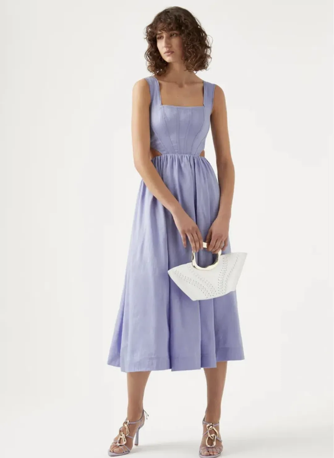 Aje Virginie Cut Out Midi Dress Cool Lavender Size 16 for rent on The Volte - main image