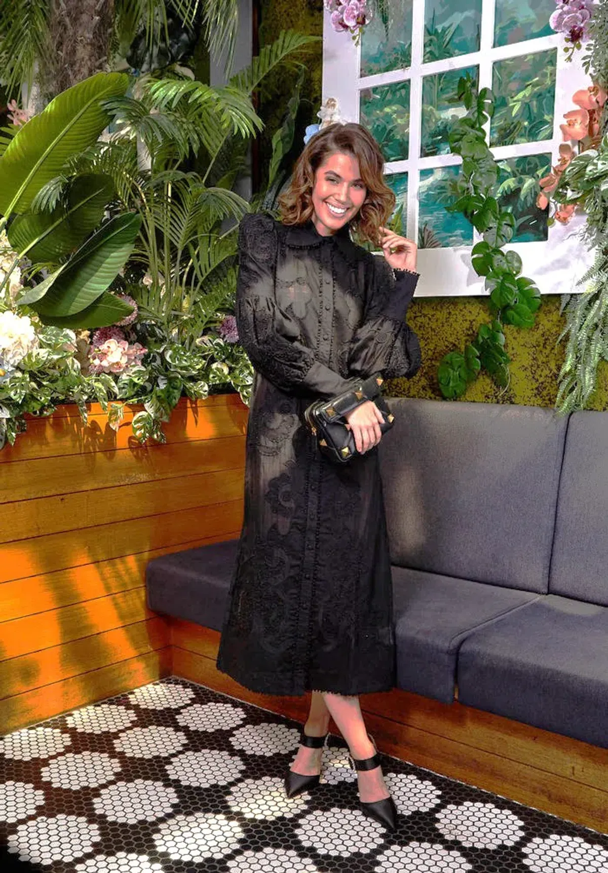 Mackenzie Mode Branching Out Midi Dress Black Size 12 for rent on The Volte - main image