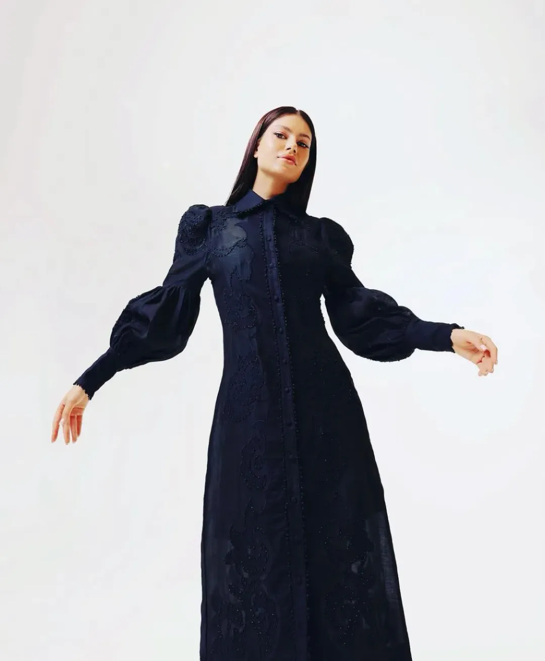 Mackenzie Mode Branching Out Midi Dress Black Size 12 for rent on The Volte - main image