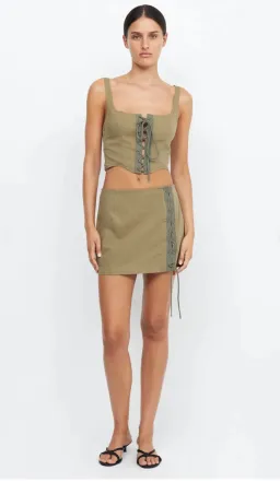 Bec and Bridge Remi Corset Top Spliced Khaki Size 10 for rent on The Volte - image 1