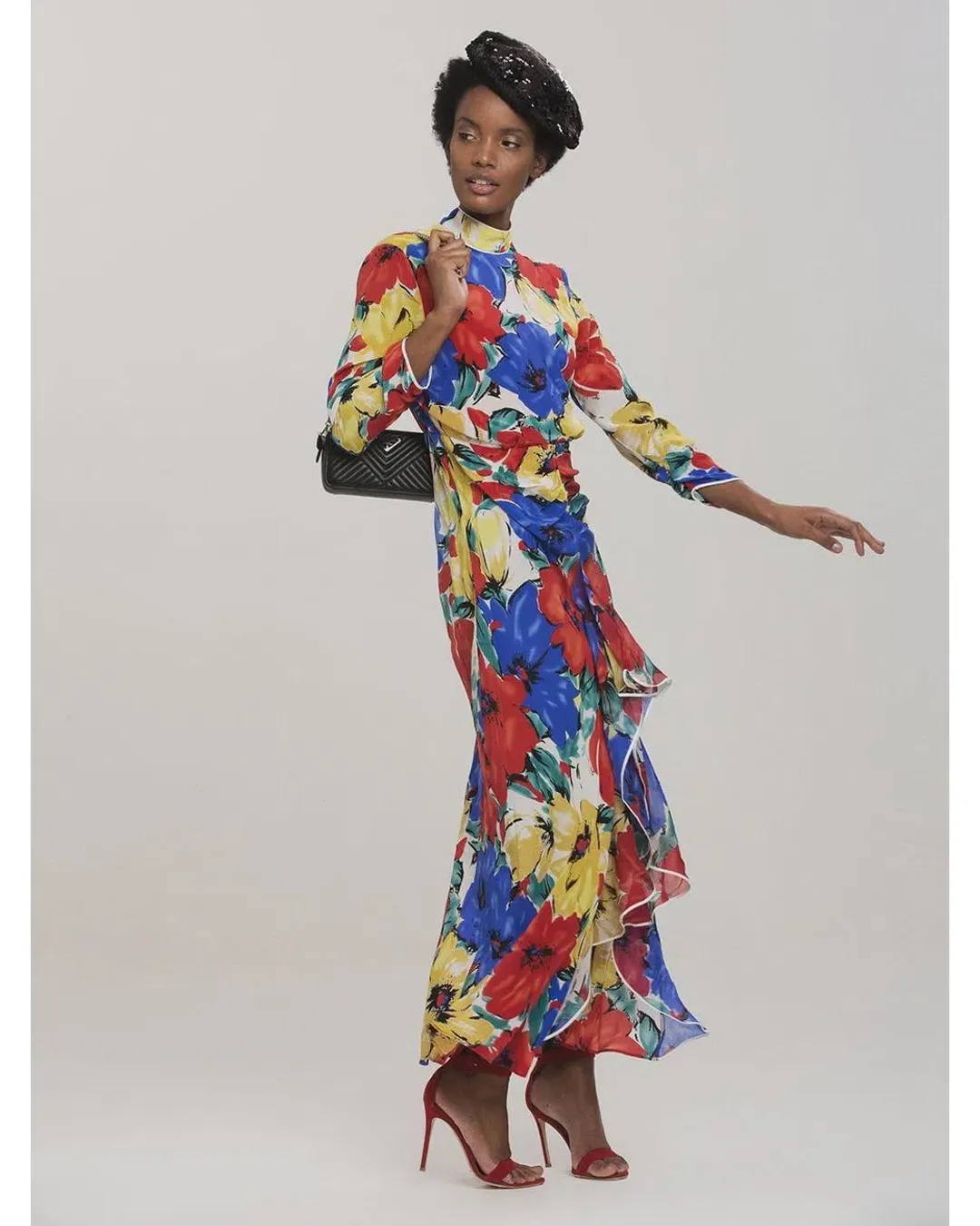 RIXO London Lucy Diana' Floral High-Neck Backless Dress Size M/Au 12 for rent on The Volte - main image