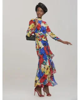 RIXO London Lucy Diana' Floral High-Neck Backless Dress Size M/Au 12 for rent on The Volte - image 1