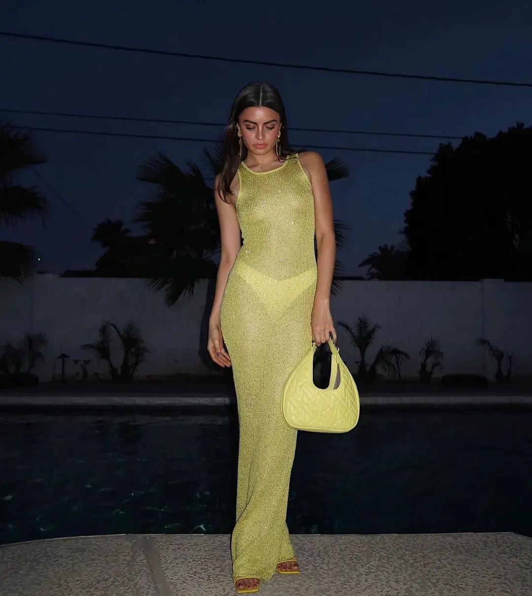 Asta Resort Natalia Dress In Chartreuse Sequin Size 6 for rent on The Volte - main image