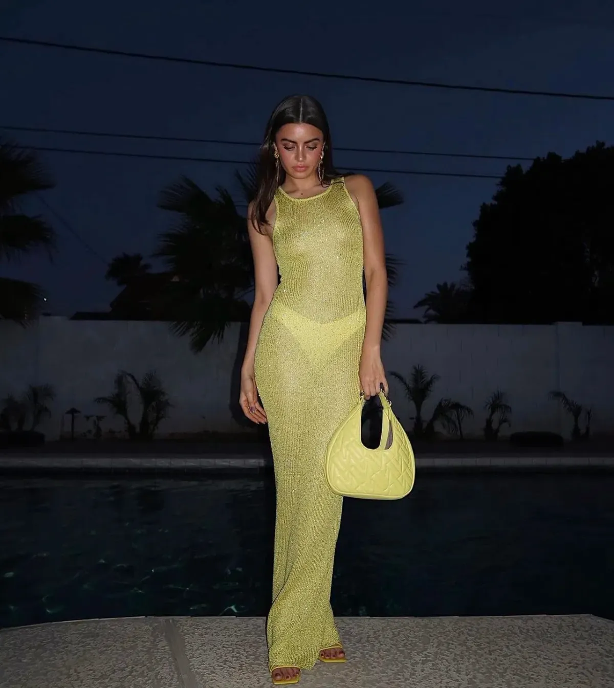 Asta Resort Natalia Dress In Chartreuse Sequin Size 6 for rent on The Volte - main image