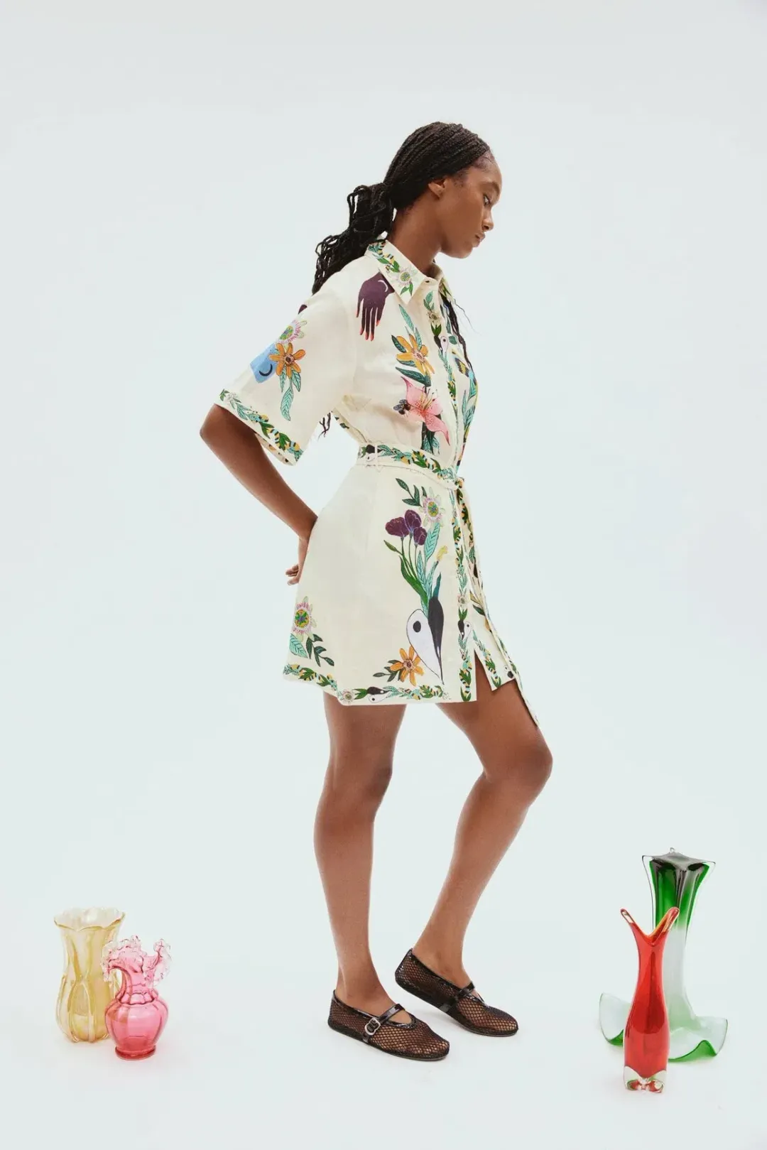 Alemais Meagan Mini Dress Cream/Print Size 10 for rent on The Volte - main image