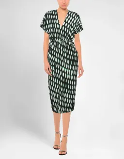 Dries Van Noten Dorias V Neck Midi Dress Print Size 10 for rent on The Volte - image 1