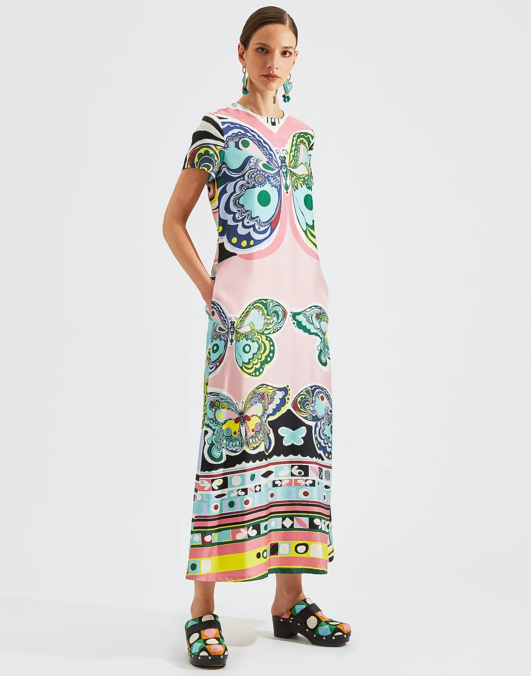 La DoubleJ Butterfly Silk A Line Maxi Dress Print Size 10 for rent on The Volte - main image