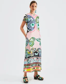 La DoubleJ Butterfly Silk A Line Maxi Dress Print Size 10 for rent on The Volte - image 1