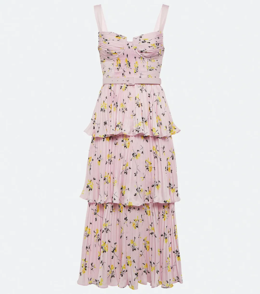 Self Portrait Satin Midi Dress Pink Floral Size 8 for rent on The Volte - main image