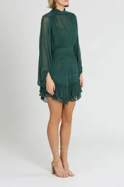 Shona Joy Leonie Long Sleeve Ruched Mini Dress in Green Size 10 for rent on The Volte - image 2