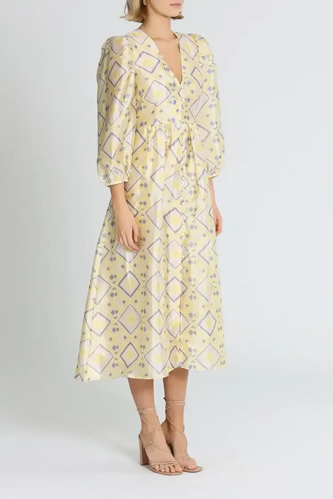 Baum Und Pferdgarten Asana Midi Dress in Yellow Size 10 for rent on The Volte - main image