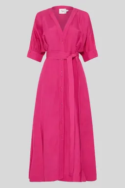 Aje Ennoble Midi Dress in Fuchsia Size 12 for rent on The Volte - image 2
