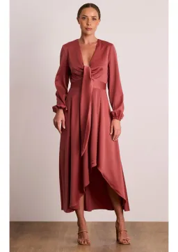 Pasduchas Florence Tie Midi Dress in Rose Size 8 for rent on The Volte - image 1