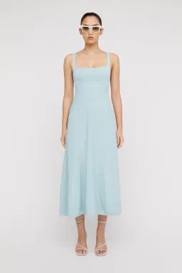 Scanlan Theodore Crepe Knit Square Neck Midi Dress Aqua Size M / AU 10 for rent on The Volte - image 1