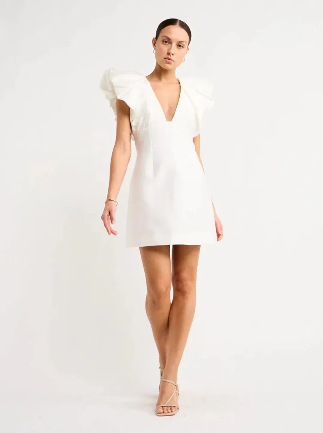 Acler Denare Mini Dress Ivory Size 6 for rent on The Volte - main image