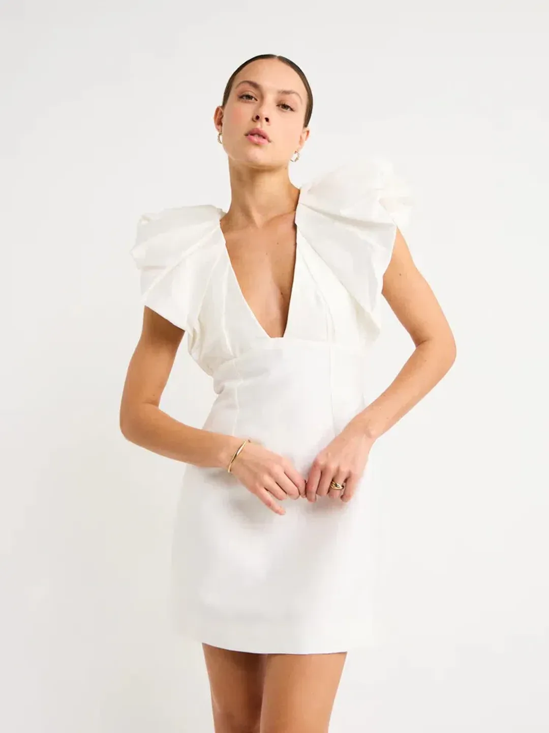 Acler Denare Mini Dress Ivory Size 6 for rent on The Volte - main image