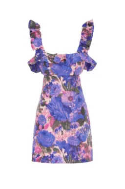 Zimmerman High Tide Mini Dress Purple Ikat Floral Size 0 / Au 8 for rent on The Volte - image 5